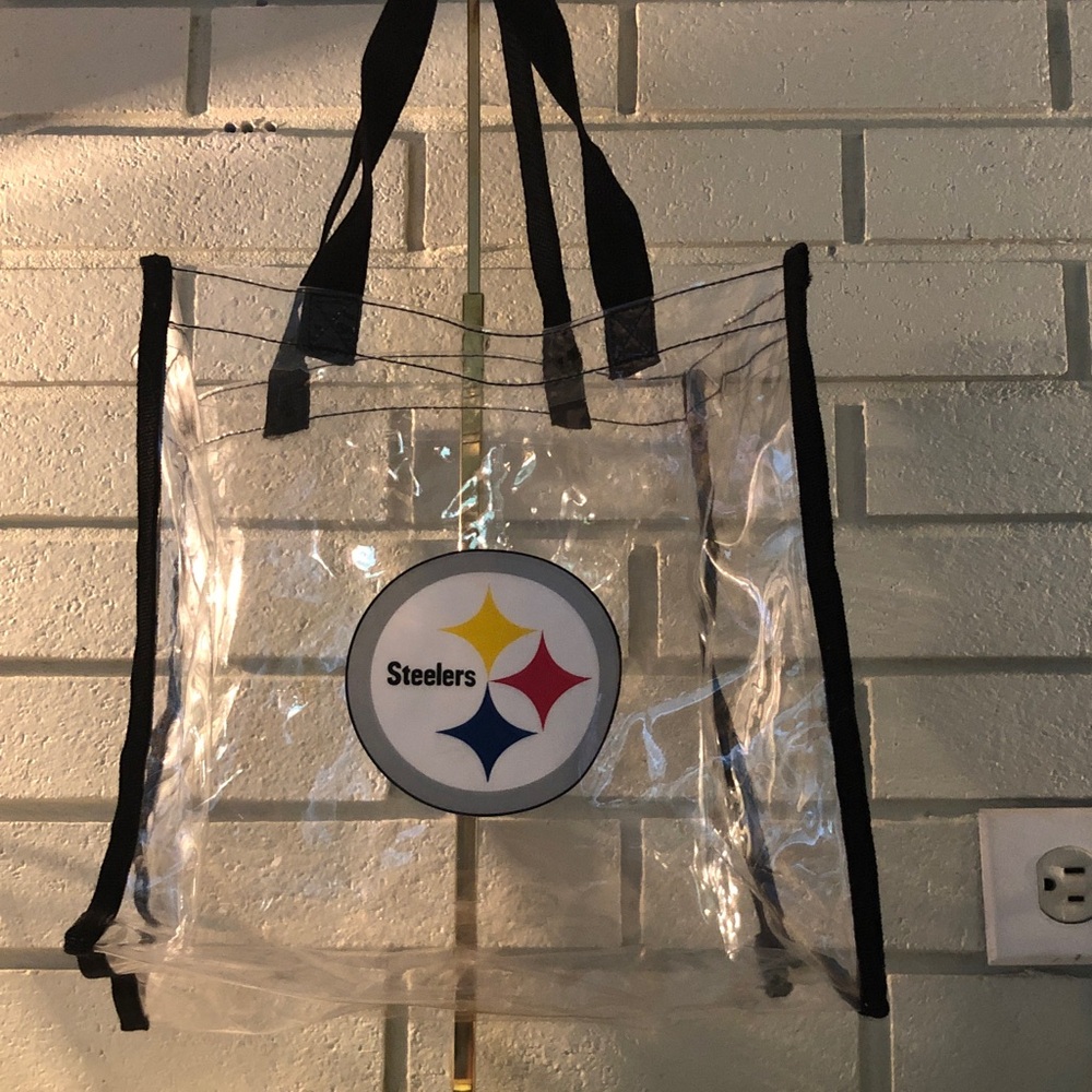 Clear Steelers Stadium Tote Bag with Black Straps